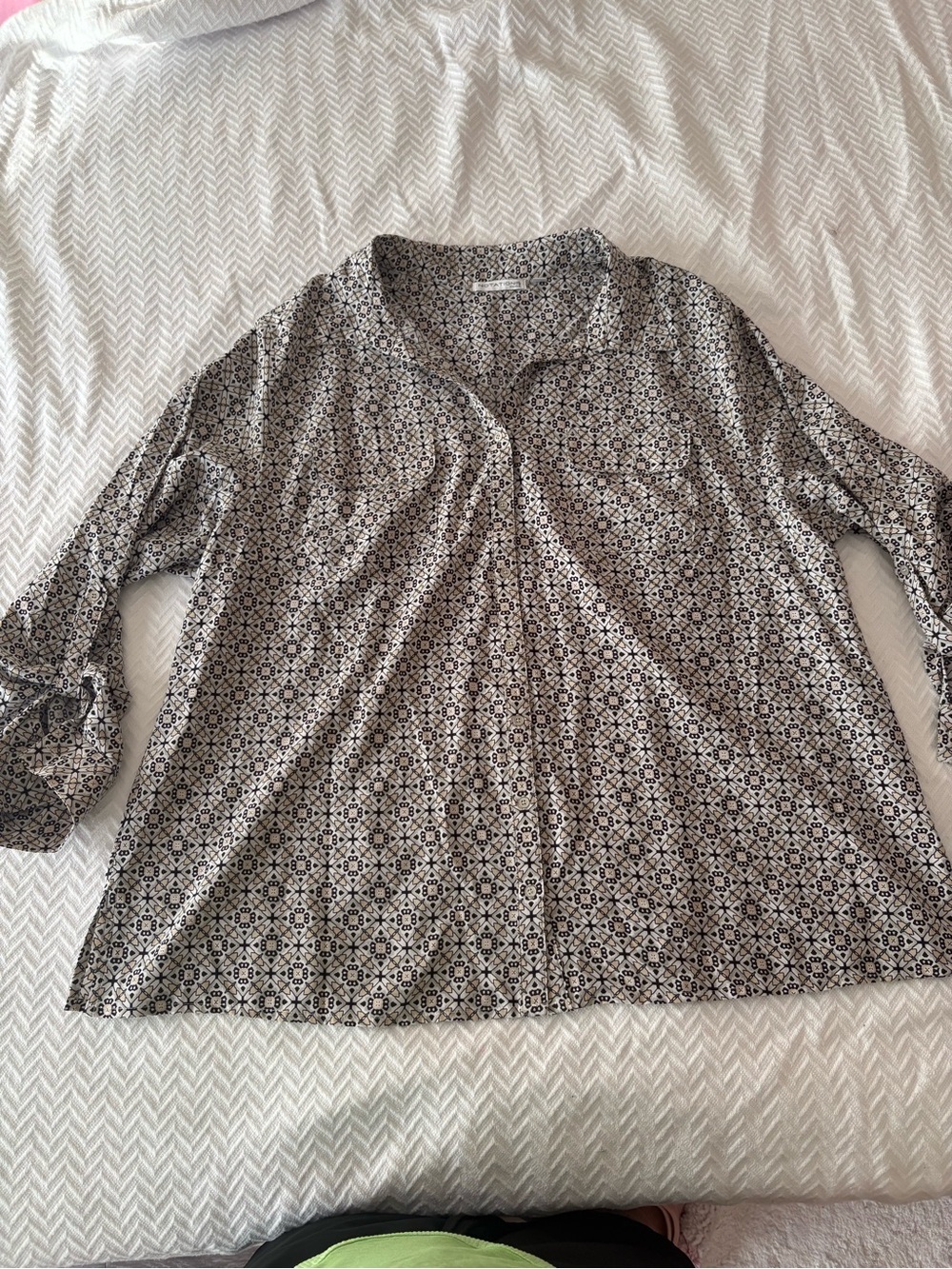 Notations Black and White Geometric Button-Down Shirt